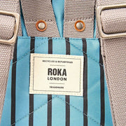 Roka Canfield B Small Recycled Canvas Backpack - Blue Stripe