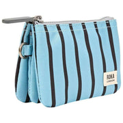 Roka Carnaby Small Recycled Canvas Wallet - Blue Stripe