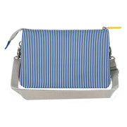 Roka Carnaby XL Hickory Stripe Recycled Canvas Crossbody Bag - Blue/White