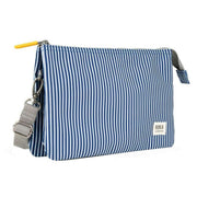 Roka Carnaby XL Hickory Stripe Recycled Canvas Crossbody Bag - Blue/White