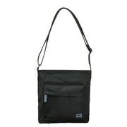 Roka Kennington B Medium All Black Recycled Nylon Crossbody Bag - Black/Airforce Grey