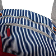 Roka Trafalgar B Medium Hickory with Red Recycled Canvas Tote Bag - Red/Blue/White