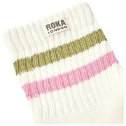 Roka Windosr Stripe Crew Socks - Avocado/Pink Carnation