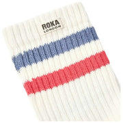 Roka Windsor Stripe Crew Socks - Coastal Blue/Scarlet