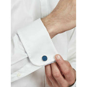 Simon Carter Dogtooth Enamel Cufflinks - Navy/Silver