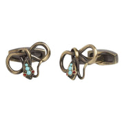 Simon Carter Victoriana Snake Cufflinks - Brass Gold/Turquoise