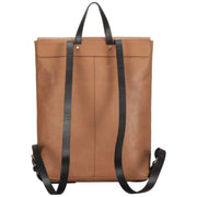 Smith and Canova Smooth Leather Flapover Backpack - Black/Tan