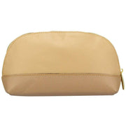 Smith and Canova Two-Tone Leather Zip Around Cosmetic Bag - Taupe Cream