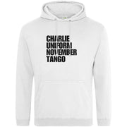 Teemarkable! Charlie Uniform November Tango Hoodie White / Small - 96-101cm | 38-40"(Chest)