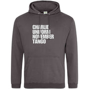 Teemarkable! Charlie Uniform November Tango Hoodie Dark Grey / Small - 96-101cm | 38-40"(Chest)