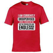 Teemarkable! I am Currently Unsupervised T-Shirt Red / Small - 86-92cm | 34-36"(Chest)