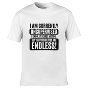 Teemarkable! I am Currently Unsupervised T-Shirt White / Small - 86-92cm | 34-36"(Chest)