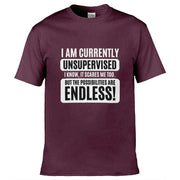 Teemarkable! I am Currently Unsupervised T-Shirt Maroon / Small - 86-92cm | 34-36"(Chest)