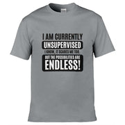 Teemarkable! I am Currently Unsupervised T-Shirt Light Grey / Small - 86-92cm | 34-36"(Chest)