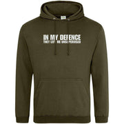 Teemarkable! In My Defence They Left Me Unsupervised Hoodie Olive Green / Small - 96-101cm | 38-40"(Chest)