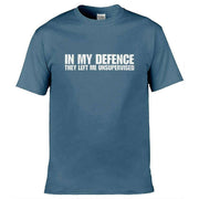 Teemarkable! In My Defence They Left Me Unsupervised T-Shirt Slate Blue / Small - 86-92cm | 34-36"(Chest)