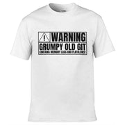 Teemarkable! Warning Grumpy Old Git T-Shirt White / Small - 86-92cm | 34-36"(Chest)