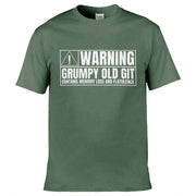 Teemarkable! Warning Grumpy Old Git T-Shirt Olive Green / Small - 86-92cm | 34-36"(Chest)