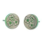 Ti2 Titanium Cherry Blossom Stud Earrings - Green