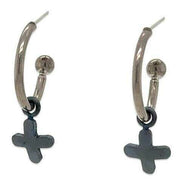 Ti2 Titanium Plus Charm Hoop Earrings - Black