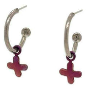 Ti2 Titanium Plus Charm Hoop Earrings - Brown