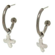 Ti2 Titanium Plus Charm Hoop Earrings - Natural Brushed Silver