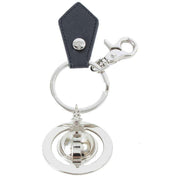 Vivienne Westwood Saffiano 3D Orb Keyring - Silver/Black