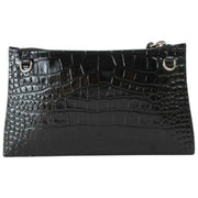 Vivienne Westwood Small Croc Flat Zip Clutch - Black