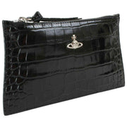 Vivienne Westwood Small Croc Flat Zip Clutch - Black