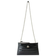 Vivienne Westwood Small Croc Flat Zip Clutch - Black