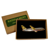 Bassin and Brown Airplane Tie Bar - Silver/Gold