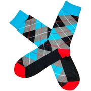 Bassin and Brown Argyle Socks - Blue/Grey/Black