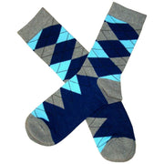 Bassin and Brown Argyle Socks - Grey/Navy/Light Blue