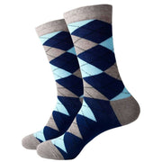 Bassin and Brown Argyle Socks - Grey/Navy/Light Blue