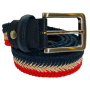 Bassin and Brown Arrow Chevron Woven Belt - Red/Beige/Navy