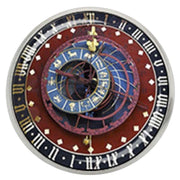 Bassin and Brown Astronomical Clock Lapel Pin - Wine/Blue