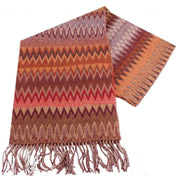 Bassin and Brown Baggio Chevron Wool Scarf - Wine/Brown/Grey