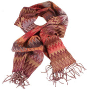 Bassin and Brown Baggio Chevron Wool Scarf - Wine/Brown/Grey