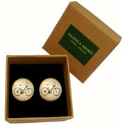 Bassin and Brown Bicycle Cufflinks - Black/White