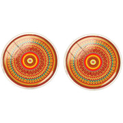 Bassin and Brown Bohemian Swirl Cufflinks - Orange/Red/Green