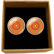 Bassin and Brown Bohemian Swirl Cufflinks - Orange/Red/Green