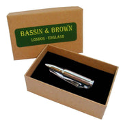 Bassin and Brown Bullet Tie Bar - Silver