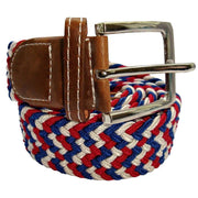 Bassin and Brown Chevron Striped Woven Belt - Red/White/Blue