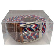 Bassin and Brown Chevron Striped Woven Belt - Red/White/Blue