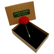 Bassin and Brown Chrysanthemum Flower Jacket Lapel Pin - Red