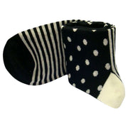 Bassin and Brown Contrast Heel and Toe Striped Socks - Black/White