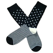 Bassin and Brown Contrast Heel and Toe Striped Socks - Black/White