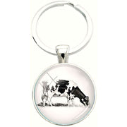 Bassin and Brown Cow Key Ring - Black/White