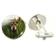 Bassin and Brown Dog in the Long Grass Cufflinks - Green/Brown