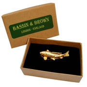 Bassin and Brown Fish Tie Bar - Gold